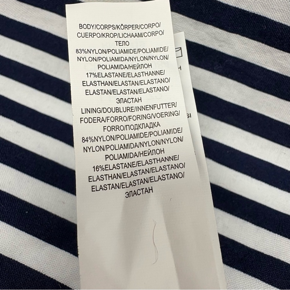 LA BLANCA Navy White Leaf Print Bikini Top Size 4 - Picture 8 of 10